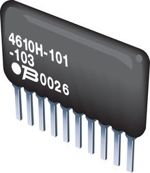 Cap Ceramic Network 0.001uF 50V X7R 20% SIP 5 Capacitor 125°C, 4610M-902102LF, Bourns