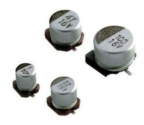 Cap Aluminum 100uF 16V 20% (10 X 8mm) SMD 0.04 Ohm 2400mA 2000 hr 105°C, 94SVP107X0016F8, Vishay