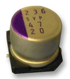 Cap Aluminum 22uF 25V 20% (10 X 7.9mm) Cylindrical 2000mA 2000hr 105°C T/R, 25SVP22M, Panasonic