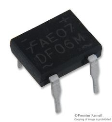 Diode Rectifier Bridge Single 600V 1A 4-Pin Case DFM Tube, DF06M, Diodes Inc