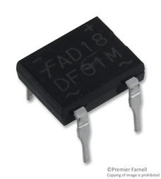 Diode Rectifier Bridge Single 100V 1.5A 4-Pin PDIP Rail, DF01M, ON Semiconductor